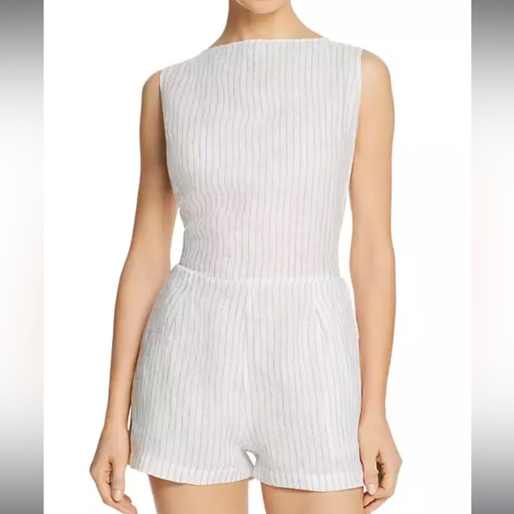 Vitamin A Martinique White Linen Jumpsuit Swim Cover-Up Medium